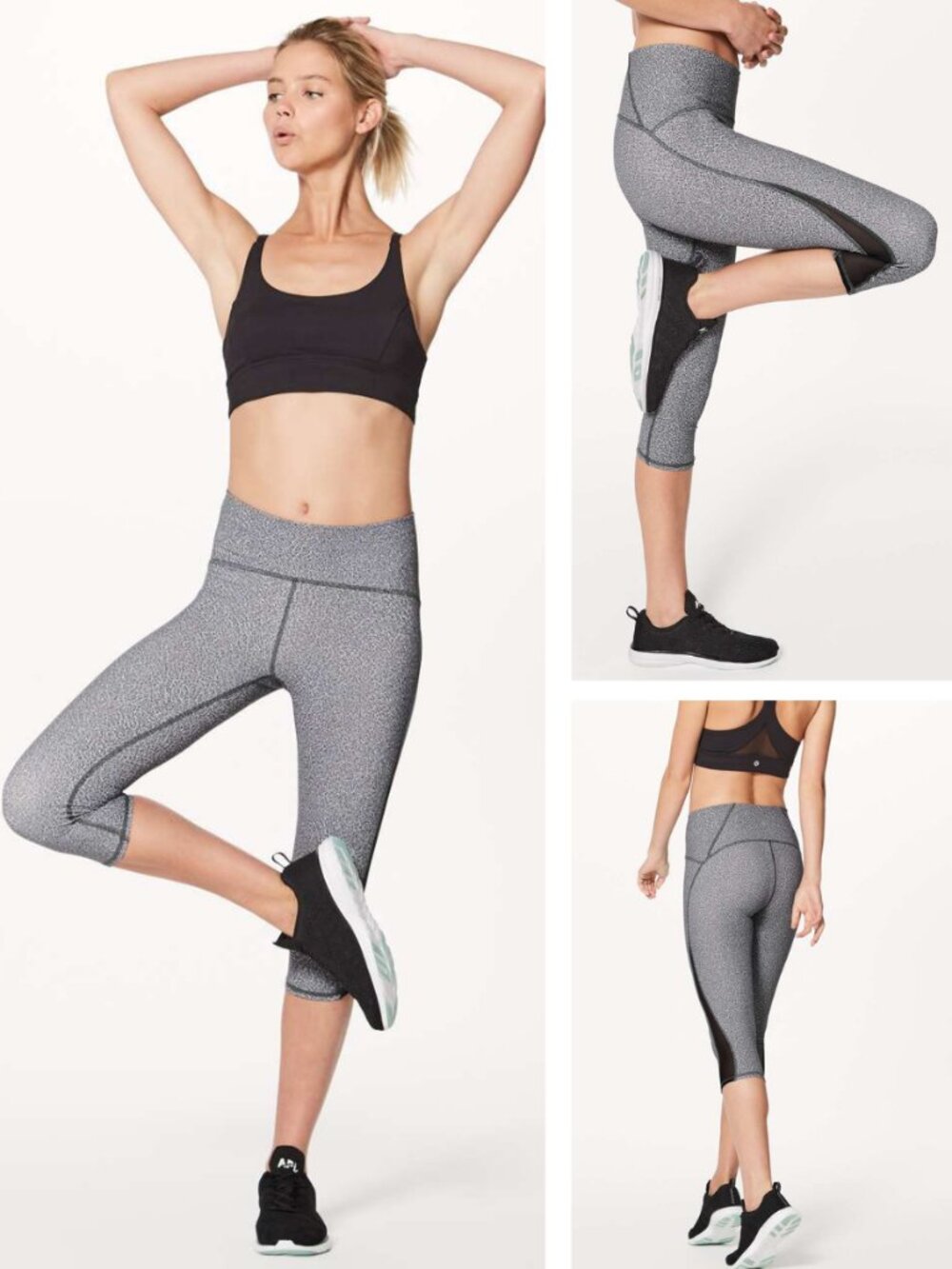 Lululemon Train Times Crop 17" Luxtreme In Fractal Alpine White Black / Black
